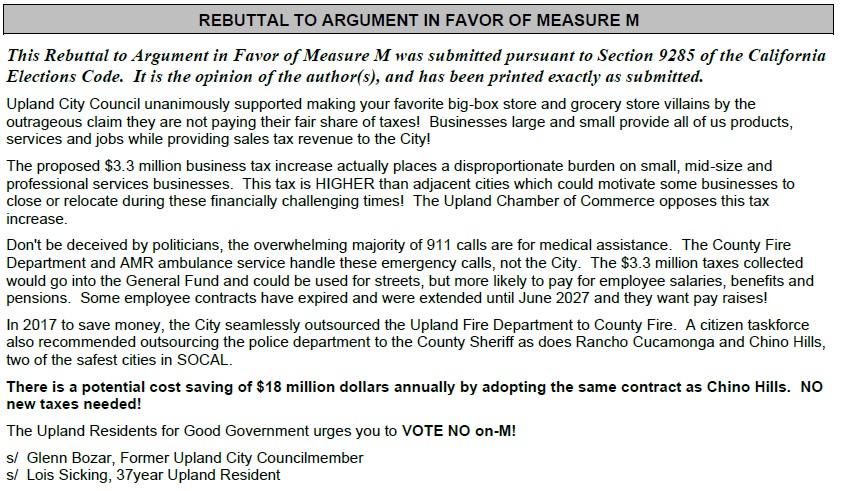 Rebuttal to Argument in Favor